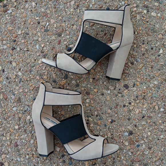 Karl Lagerfeld Rosalie cream suede & black heeled sandals womens 6 - Picture 5 of 10